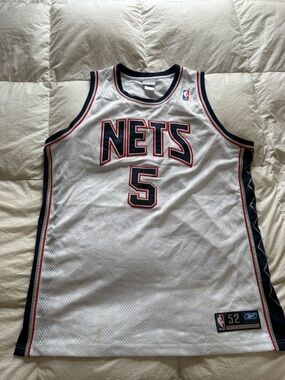 Jason Kidd Reebok Authentic New Jersey Nets White Jersey size 52